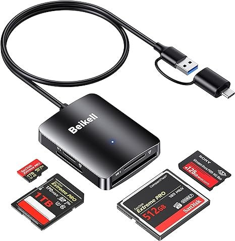 Card Reader SD , Beikell 4 in 1 Dual Connector (USB&USB C) Beikell #CRUSB4