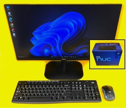 Computer - NUC Mini PC Computer System with Windows 11, 24" HDMI Monitor, Wireless Keyboard and Mouse.  #240901